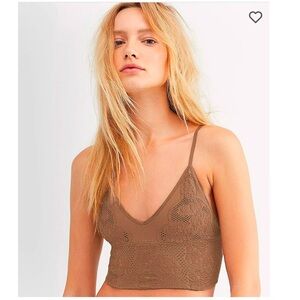 NWT FREE PEOPLE Intimately Candy Seamless Longline Bralette Sand Medium Large